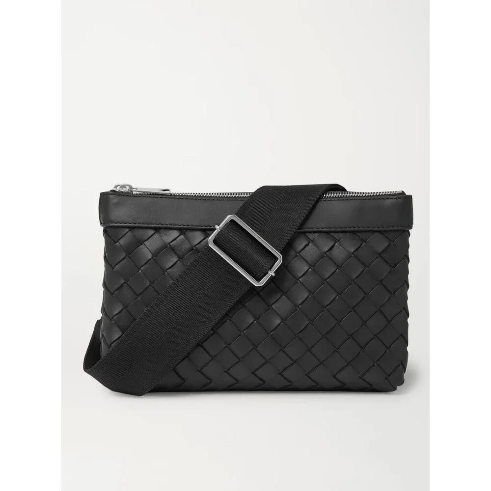 BOTTEGA VENETA Black Duo Intrecciato Leather Crossbody Bag $3100